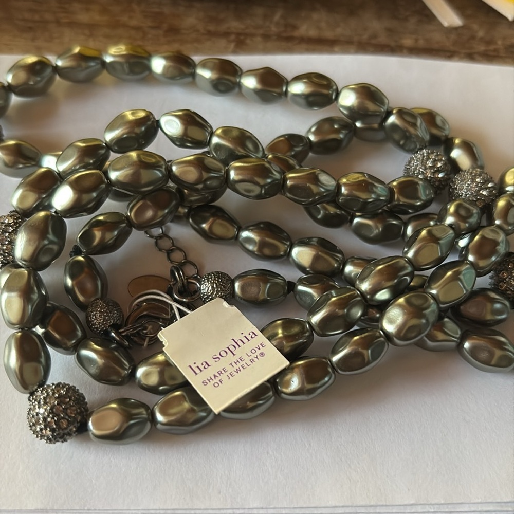 Lia Sophia faux black pearls NWT